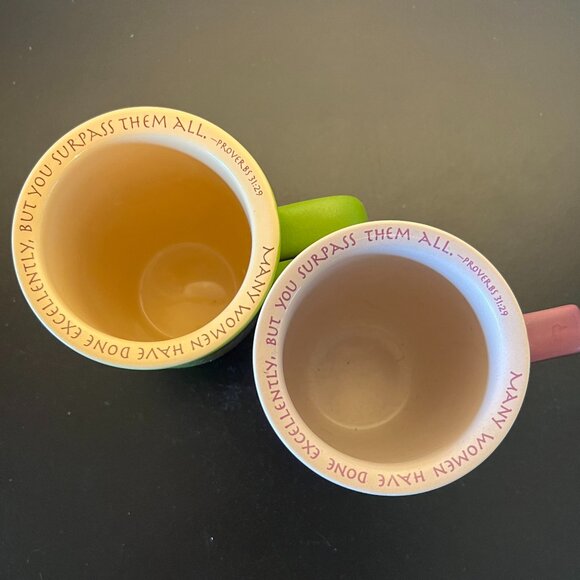 Set of 2 Abbey Press “You Are An Amazing Woman” Stoneware Mugs ~ Green & Purple - Picture 8 of 12